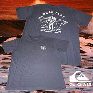 Quiksilver Men's Dead Flat Logo Surf Graphic T-Shirt Grey XXL